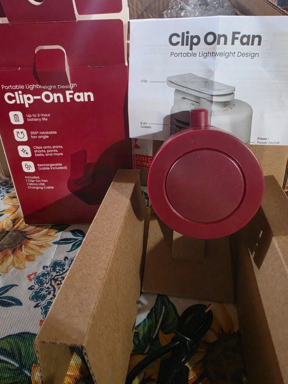 Clip-On Fan - Red Portable Fan